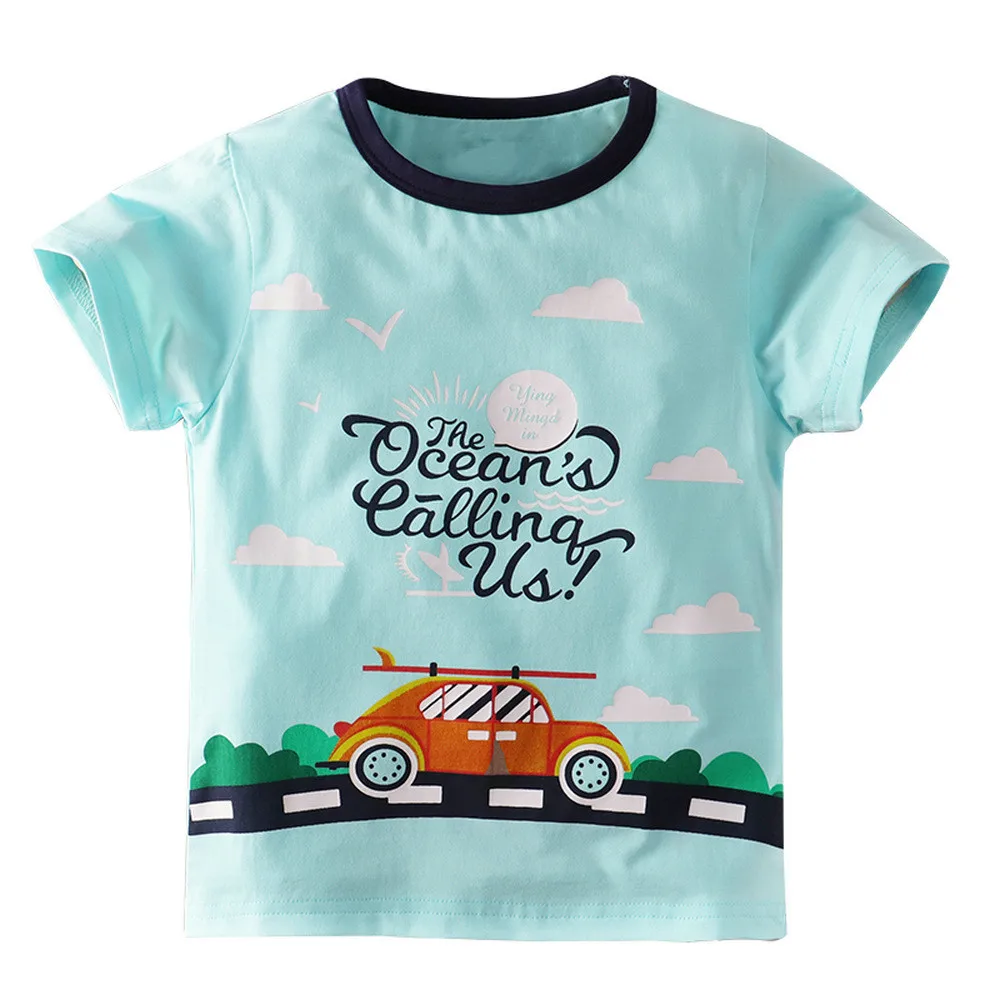 VIDMID одежда для маленьких мальчиков футболка для малышей Топы с рисунком машины, футболка новые летние футболки с короткими рукавами и круглым вырезом 4138 01