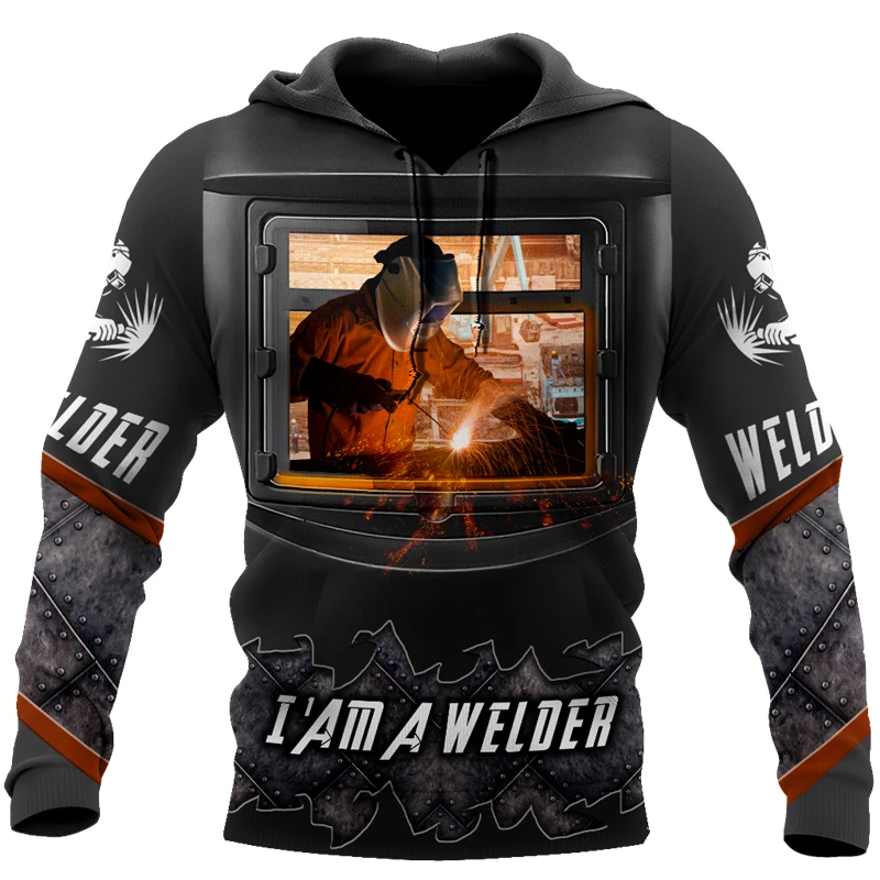 

HX Popular Welder Hoodies 3D Print Men Women Sweatshirts Casual Zipper Hoodie Adult Solderer Tracksuit
