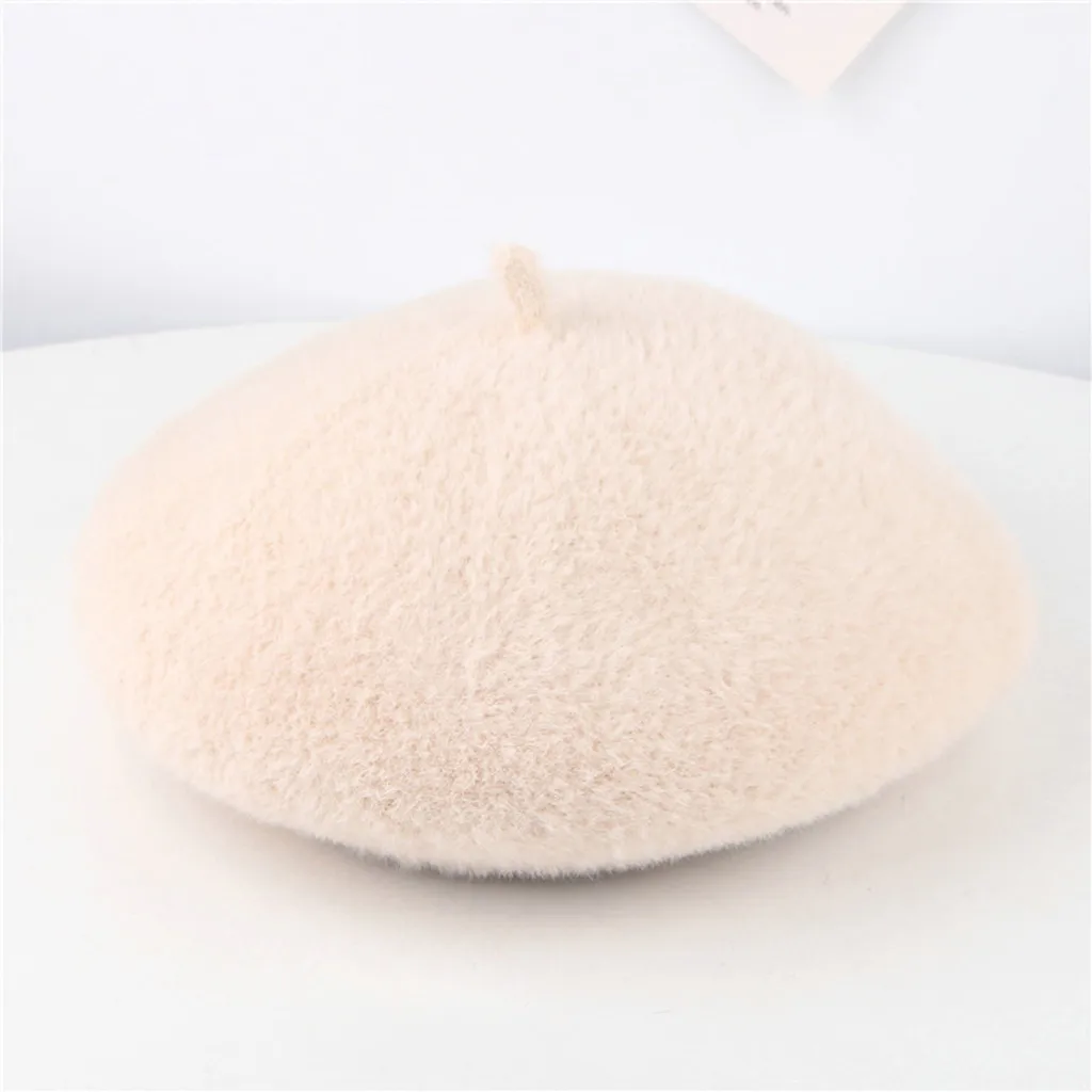 Womail Hat Winter Children Fashion Solid high quality lovely Flat Roof beret cap Casual Wild Plush Comfortable soft beret enfant
