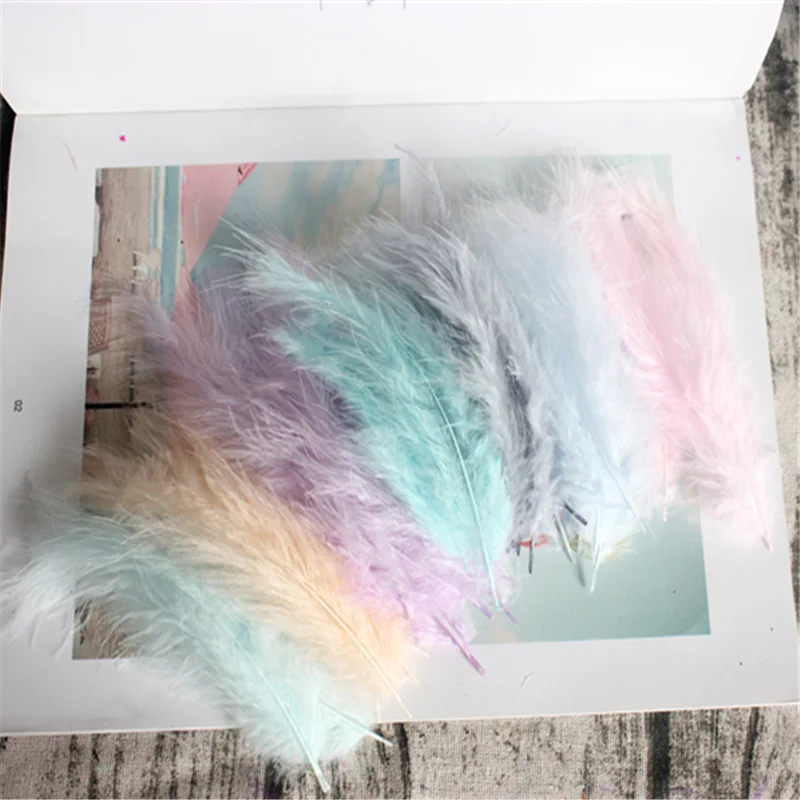 Natural Feathers Turkey Feathers Natural Plumes 50pcs 4-6 Inches 10-15cm Turkey Marabou Feather Plume Fluffy Wedding Dress DIY Jewelry Decor Accessories Feathers