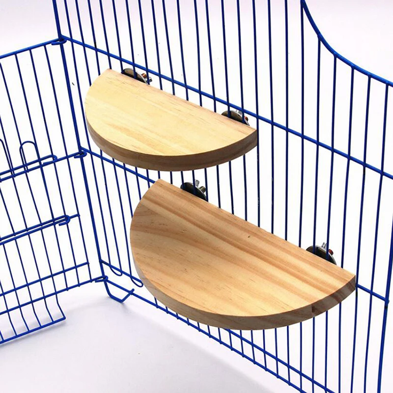 Plataforma de madera para loros y pájaros, macramé, tablero de estación para accesorios para jaulas de pájaros, loro, semicírculo, plataforma de salto de pájaro