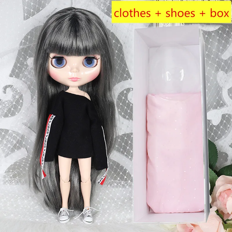 Blyth кукла 1/6 BJD 30 см 7/19 суставов белая кожа серые волосы одежда + обувь коробка
