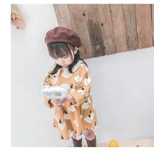 Girls Dress Autumn Style Long Sleeve Cartoon Clouds Printing Princess Dress Fashion Doll Collar Kids Dresses Baby Clothing