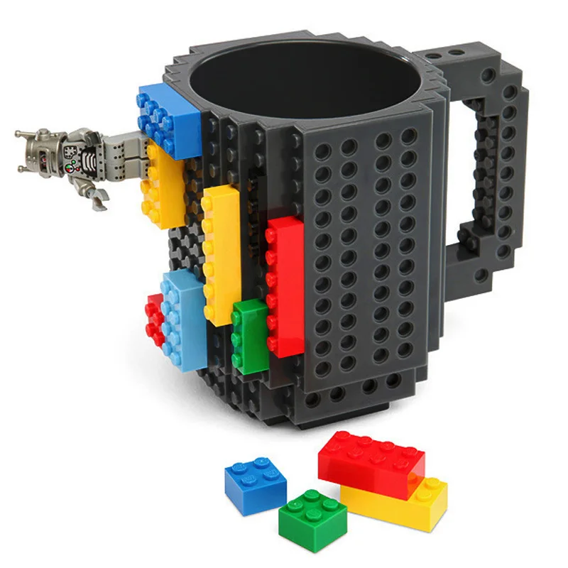 350 мл кофейная кружка со встроенным изображением кирпичной кружки типа строительных блоков чашка кружка-головоломка из блоков «сделай сам» посуда для напитков кружка для питья 11 цветов - Цвет: Grey