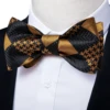 Self Tie Bow Tie Handkerchief Cufflinks Set Fashion Black Gold Men's Silk Butterfly Bowknot Formal Wedding Party Cravat DiBanGu ► Photo 3/6