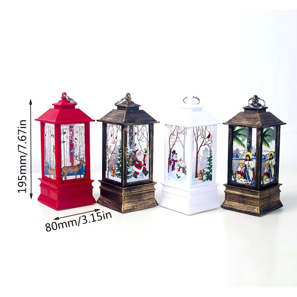 Printed Christmas Portable Wind Lamp Home Garden Decoration Candlestick Hanging Christmas Series Lights