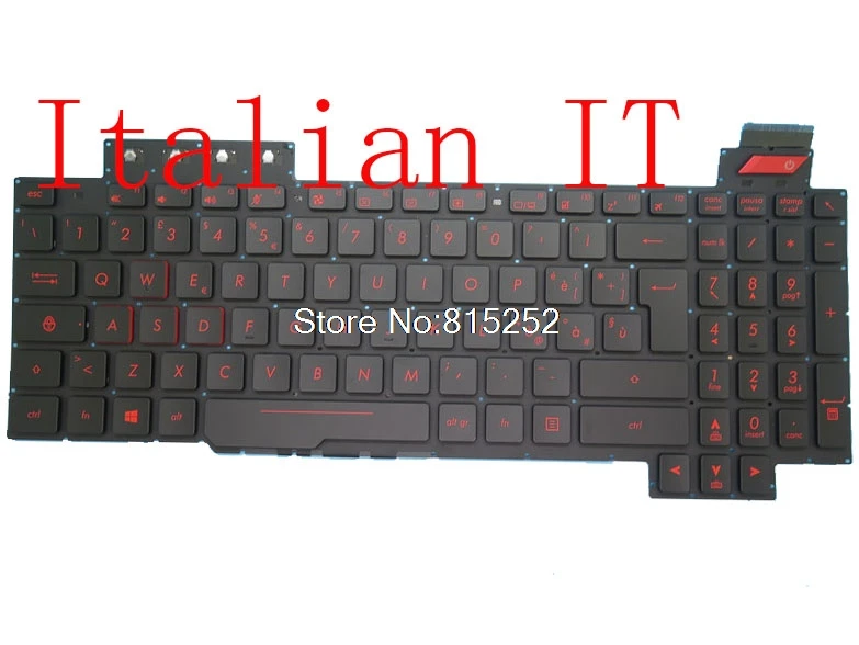 Клавиатура для ноутбука ASUS FX63 FX63V FX63VD FX63VM черный без рамки с подсветкой V170746DK1 Великобритания/Франция/итальянский/Испанский/русский - Цвет: Italian IT