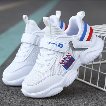 

HOBIBEAR Brand Boys Sneakers Mesh White Kid School Student Trainers Soft Sole Running Shoes Girls Fashion Children Sport Shoes
