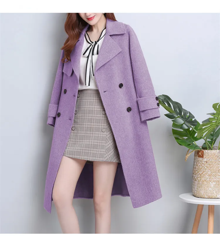 Бренд manteau femme осень зима шерстяное пальто Женская шерстяная куртка Прямой Тонкий длинное кашемировое пальто темперамент элегантные женские куртки