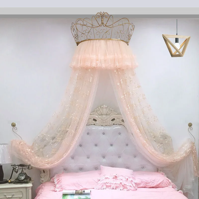 Tenda Letto Principessa GongZhuMeng - Corona Metallica, Zanzariera, Bianco, Per Camera Bambini - Foto 7