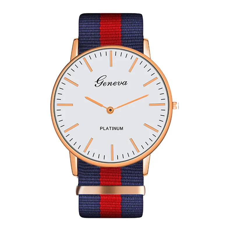 Top Luxury Brand Stripe Nylon Band Watch Men Quartz Wristwatch Casual Lady Woman Watch Montre Femme Reloj Mujer Horloges - Цвет: Color 5