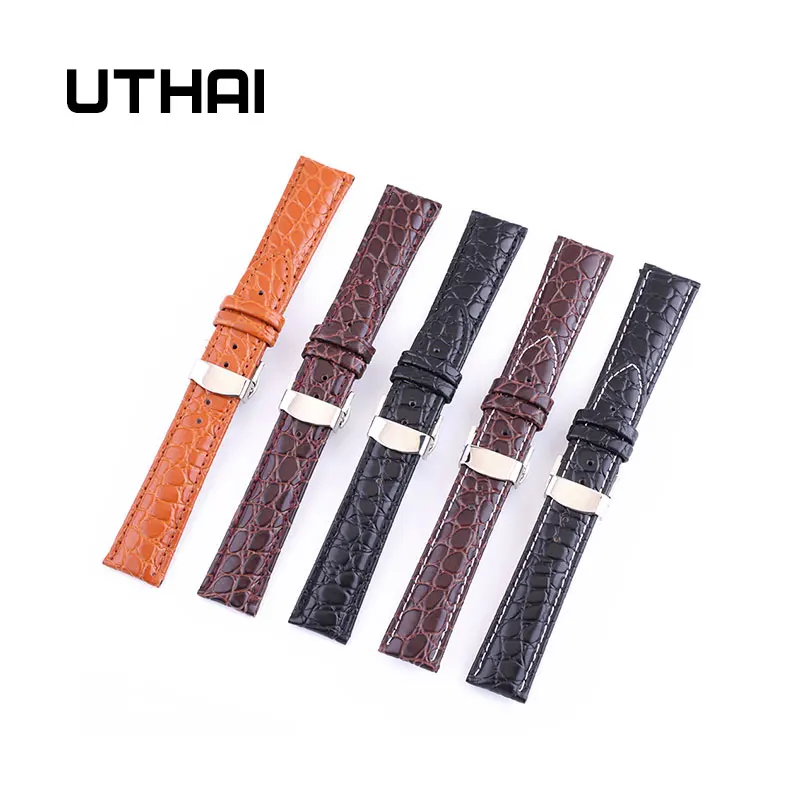 UTHAI B03 20 мм ремешок для часов из натуральной кожи 22 мм ремешок для часов 12-24 мм аксессуары для часов Высокое качество 18 мм кожаный ремешок для часов Ремешки для наручных часов