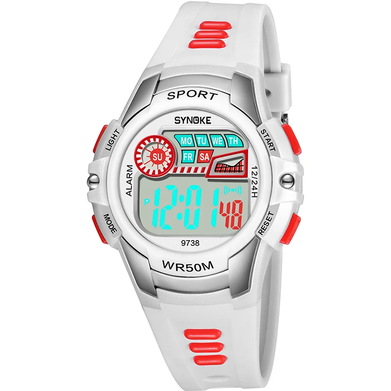 Розовый 9 цветов, детские спортивные часы для мальчиков и девочек, цифровые Wacthes, светодиодные наручные часы для детей, водонепроницаемые, детский праздничный подарок, Reloj electronico - Цвет: Розовый