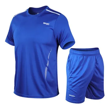 

Summer 2PC Set Men Short Sleeve T Shirts Two Piece Tops+ Shorts Suit Sportswear Set Mens Short Sets Male Tracksuit 5.25