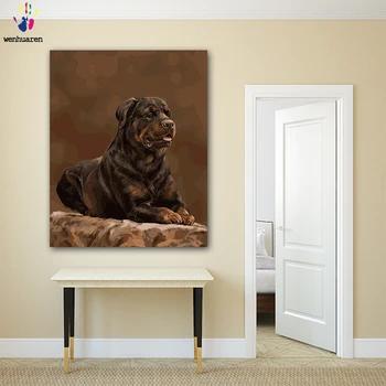 

DIY colorings pictures by numbers with colors Lovely black dog picture drawing painting by numbers framed