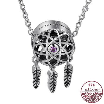 

2020 New Arrivals Online Redskins Luxury Retro S925 Sterling Silver Dream Catcher Sacred Feather Necklace Pendant