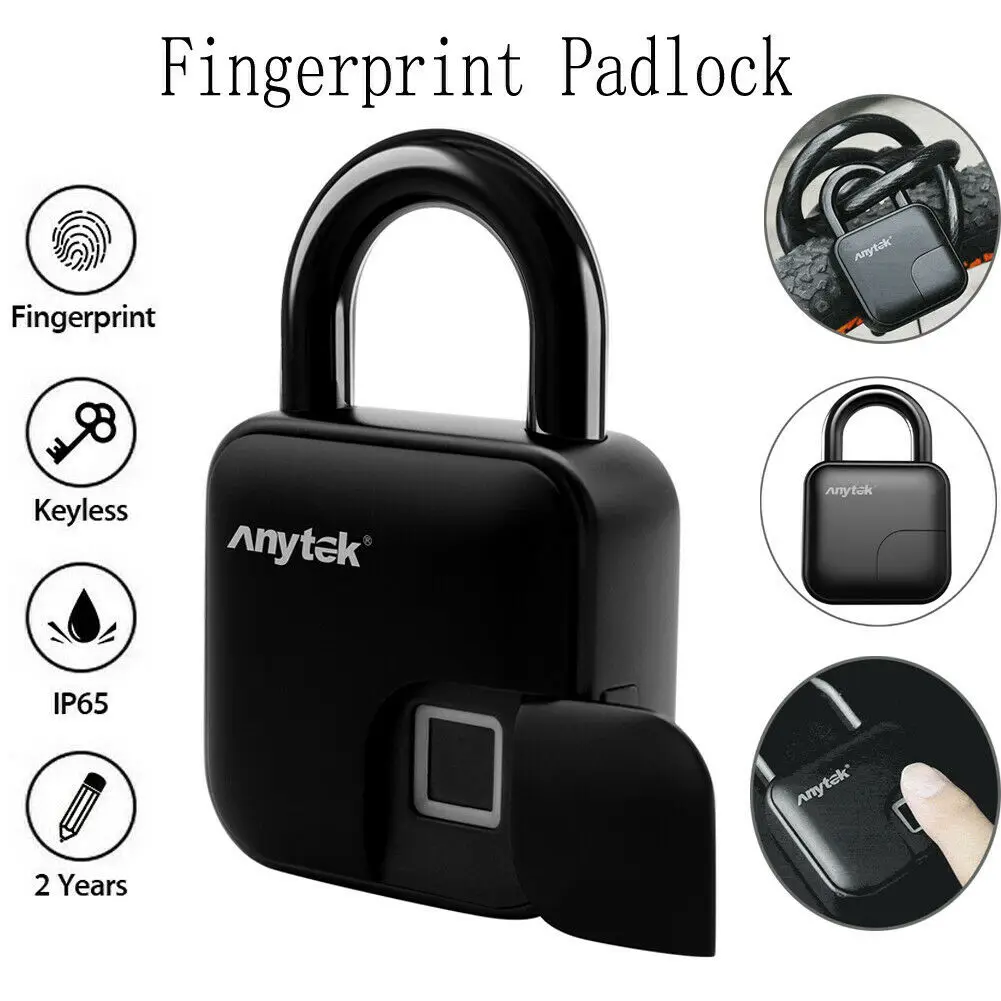 

Keyless Fingerprint Padlock Door IP65 Waterproof USB Charge Padlock Biometric Lock