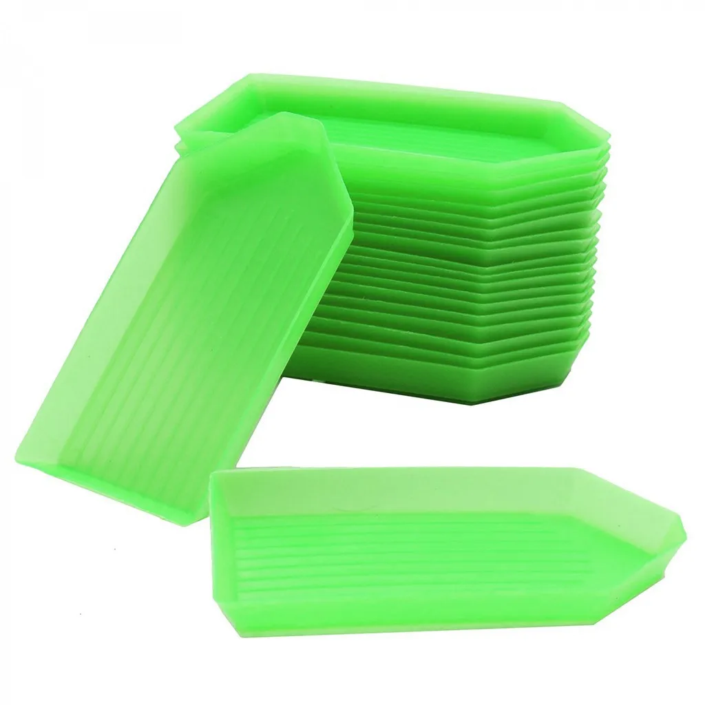 

20pcs DIY Tool Rhinestone Diamond Box Small Receive Plastic Tray/ Plate For Nail Art/Mobile Beauty/Jewelry Beads Green NEW