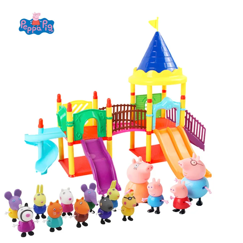 Peppa Pig Вилла Дом Музыкальный светильник игровая площадка автомобиль класс самолет фигурка игрушки для детей день рождения Рождественский подарок - Цвет: no box  14 pig