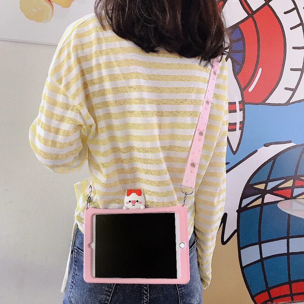 Милый детский чехол для iPad Mini 1/2/3/4/5 Mini 5 4 3 2 1 Mini5 Mini4 Mini3 7,9 '', мягкий силиконовый чехол-подставка из поликарбоната+ ремешок
