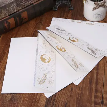 

10pcs Creative Bronzing Feather Envelope For Wedding Invitation Cards Gifts Stationery Letter G92E