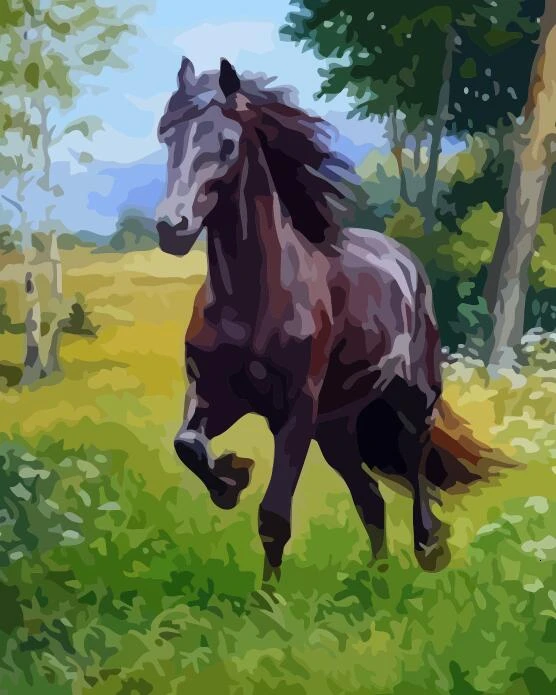 AZQSD DIY масляная краска по номерам животное акриловая краска Раскрашивание по номерам холст лошадь для взрослых ручная краска ed подарок - Цвет: SZGD3498