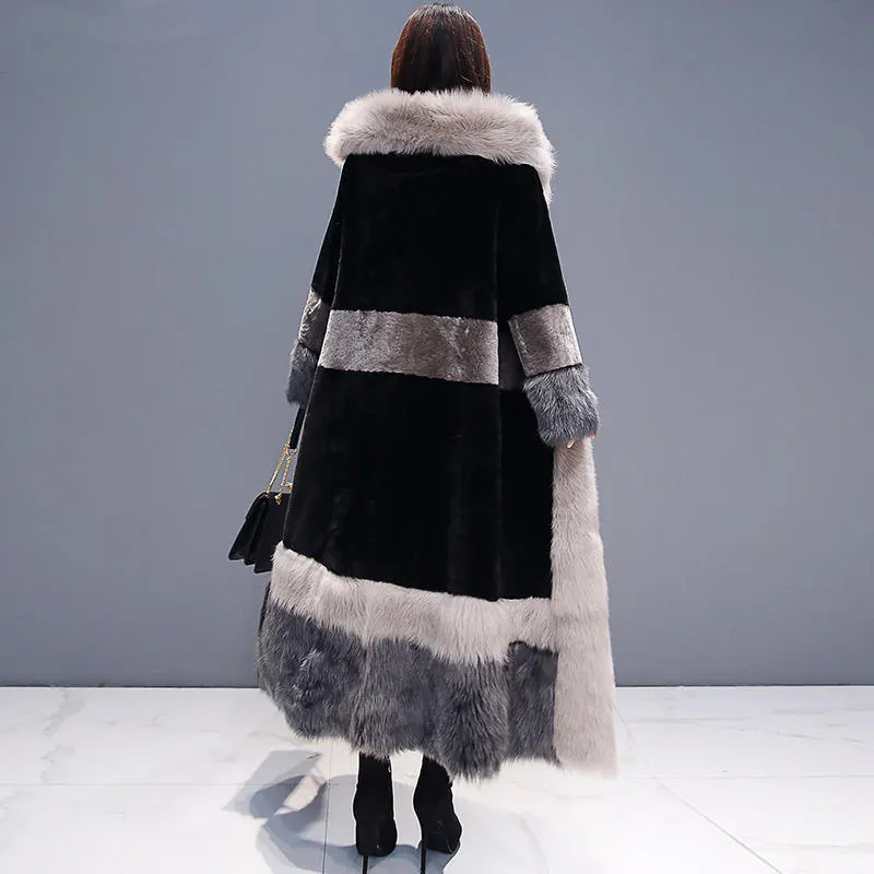 Женская модная однотонная куртка с мехом, плотная теплая куртка большого размера, зимнее длинное пальто до колена, Элегантное зимнее пальто