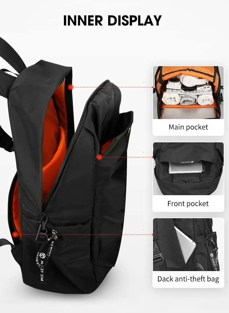 New School Fashion Men Backpack Bag Water Proof Backpack men External USB Charge Bag