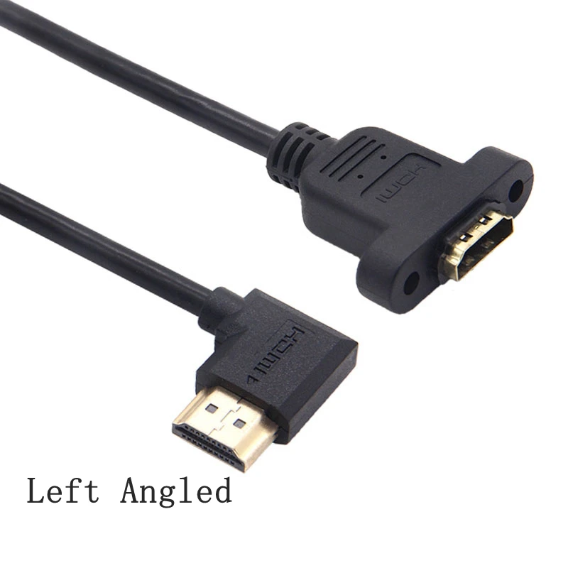 Compatível com Hdmi 90 Graus Ângulo Direito Panel Mount Soquete Cabo de Extensão Hdtv Parafuso Feminino para Masculino Painel Conector Cabo - Imagem 5