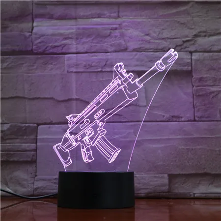 Прилавок CS игра акрил M4 A1 пистолет 3D ночник Светодиодная лампа сенсорный датчик 7 цветов Изменение Настольная лампа детские подарки 1693