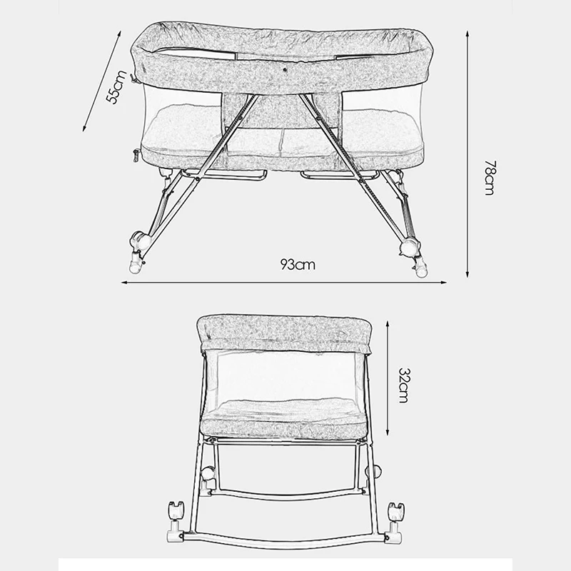 Детская кроватка IMBABY детская кроватка для путешествий Складная портативная удобная кровать-качалка для новорожденных