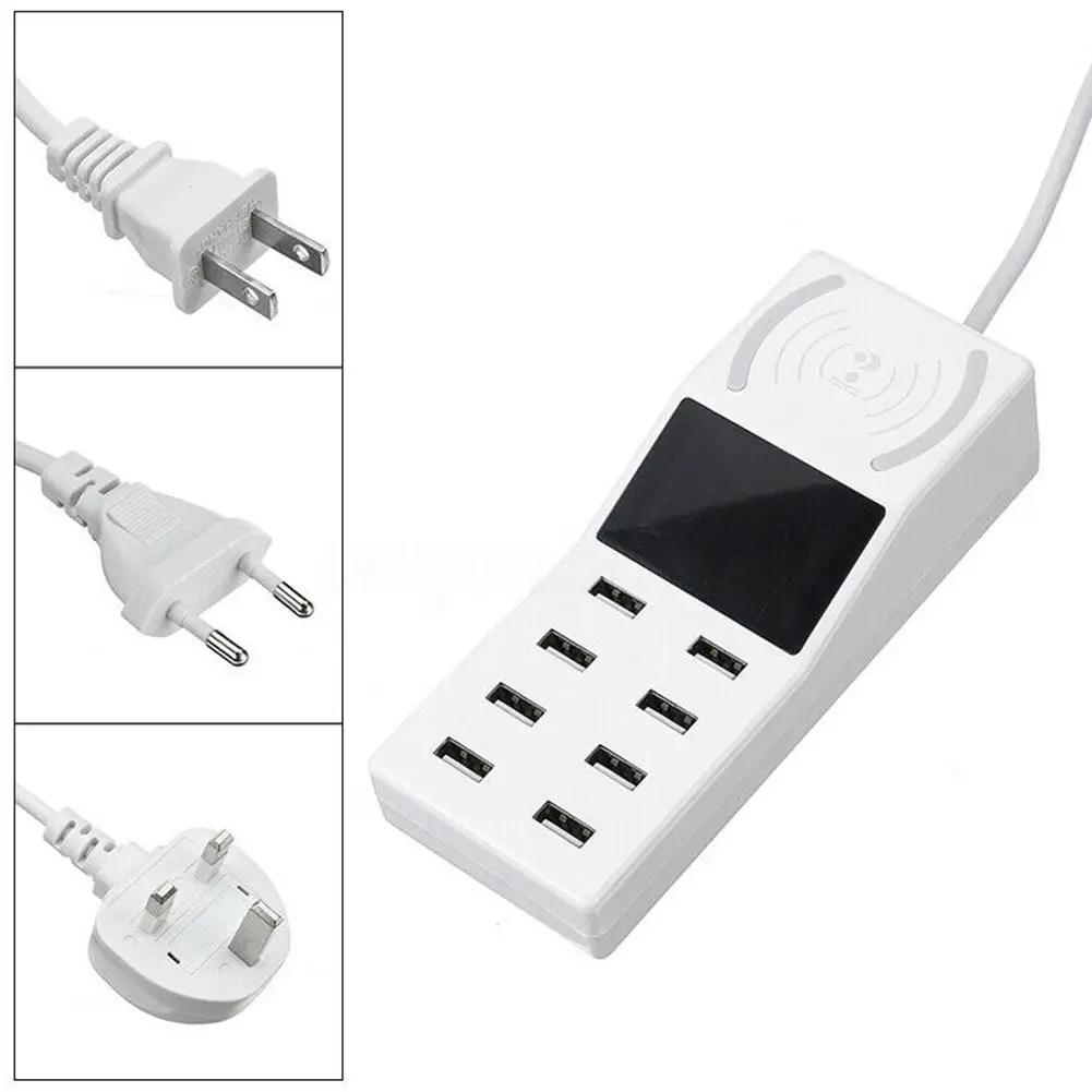 8 Ports 10W Qi Wireless Fast Charger Quick Charge Station Led Display Mobile Phone Usb Charger for iPhone 6 7 8 7plus X Xiaomi