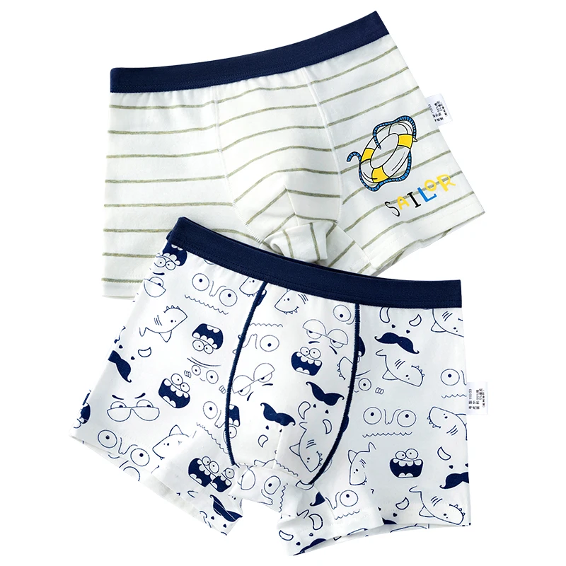 2 uds lote de 2 a 12 años los niños pantalones cortos de delfín de vaca bragas para bebé Boxers de niño niños ropa interior de algodón de ZL43