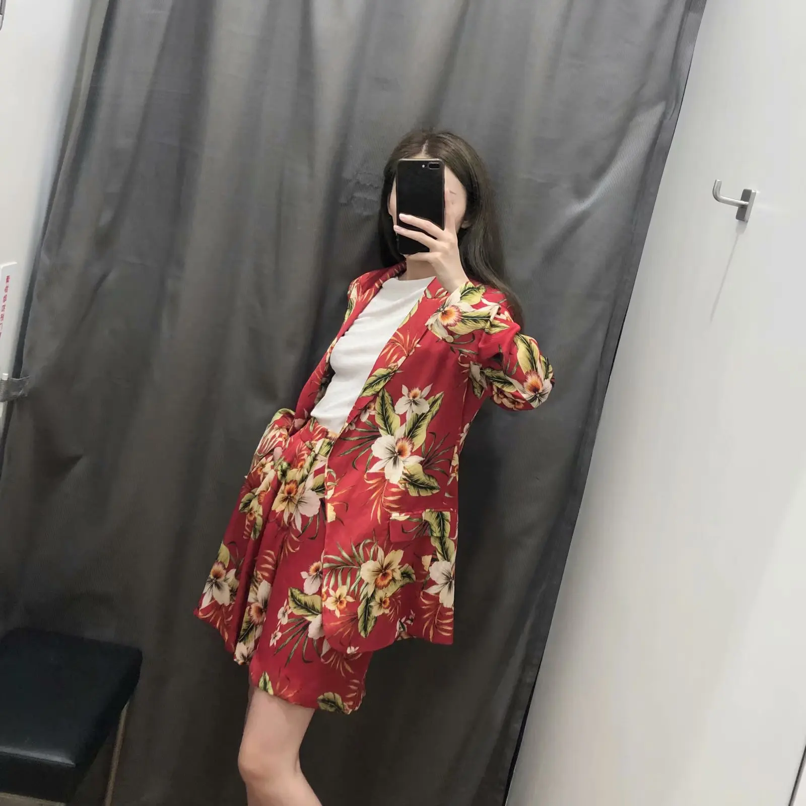 

Western Style 2019 Summer New Style Suit Collar Printed Vintage Printed Small Suit WOMEN'S Coat B4383