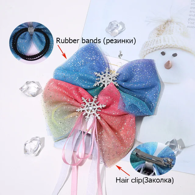2pcs set U M MISM Рождественские снежинки аксессуары для волос хрустальные заколки для волос для женщин зимние заколки для волос женские заколки синие резинки для волос - Цвет: 2pcs set U