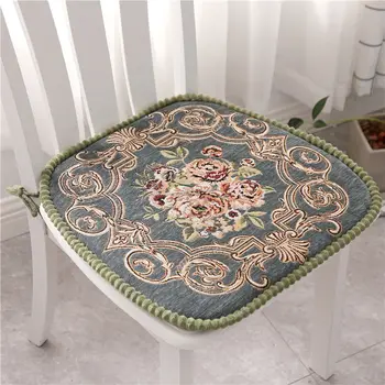 

Embroidered Chair Seat Cushion Rectangle Chair Pad Home Decor Chenille Seat Almofada Kitchen Cojines Decorativos Pillow Pad J
