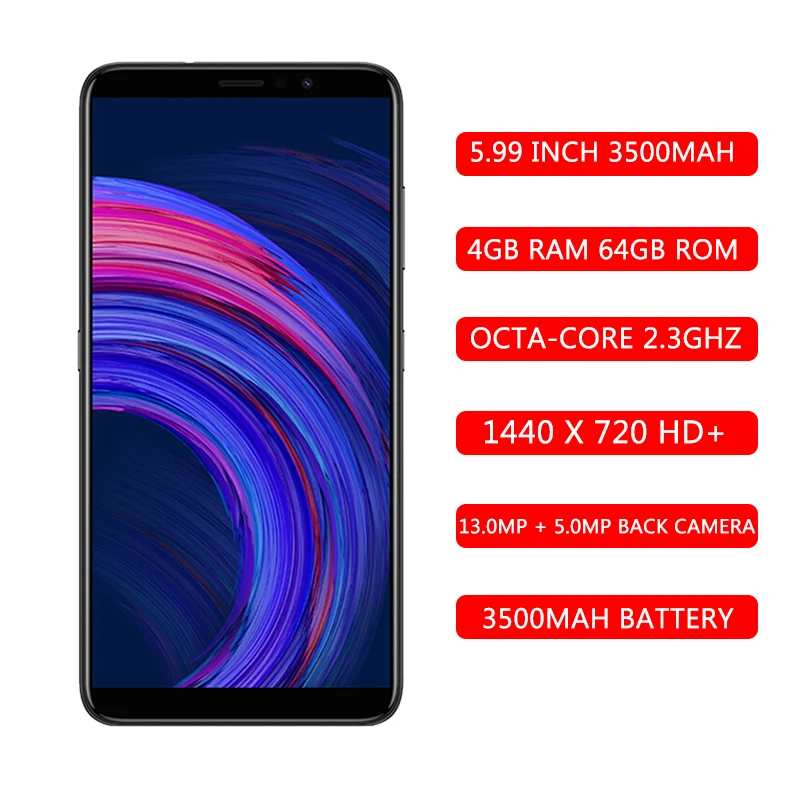 GOME Fenmmy Note 4G смартфон 5 9 дюймов Android 8 1 MTK 6763T Восьмиядерный 2 3 ГГц 4 Гб ОЗУ 64 ПЗУ 13 0 МП +