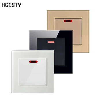 

20A Wall Switch Tempered Glass Panel Switch Kitchen Water Heater Wall Switch Air Condition Interruptor with Led Light 1Gang 2Way