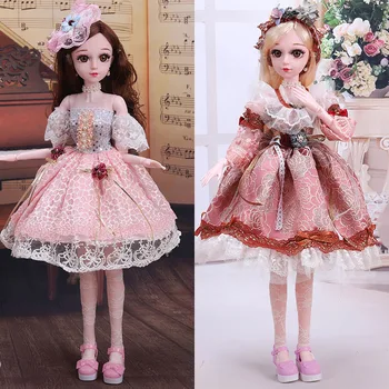 

15 Style BJD Doll Clothes 1/3 60cm Dress Up Fashion Princess Dress and Headwear Dollhouse Accessories Kids Toys for Girls Gifts