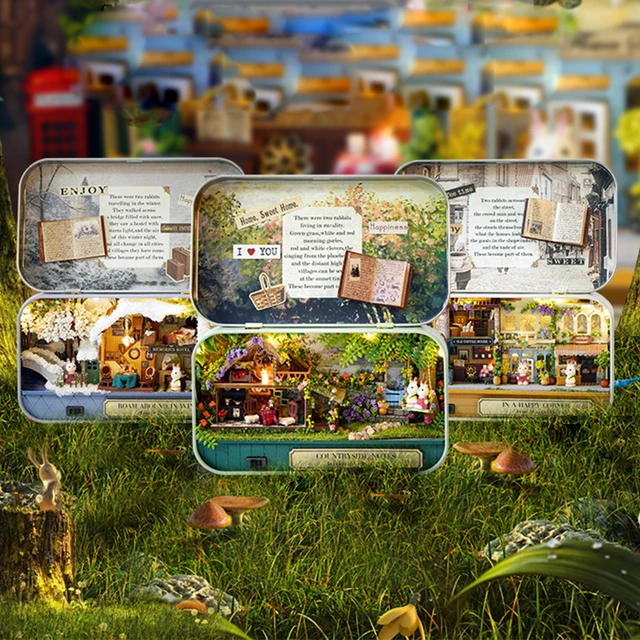 Box Theater DollHouses Wooden Doll House Miniature Home Nostalgic Theme DollHouse Furniture Accessories Toys For Kids 1