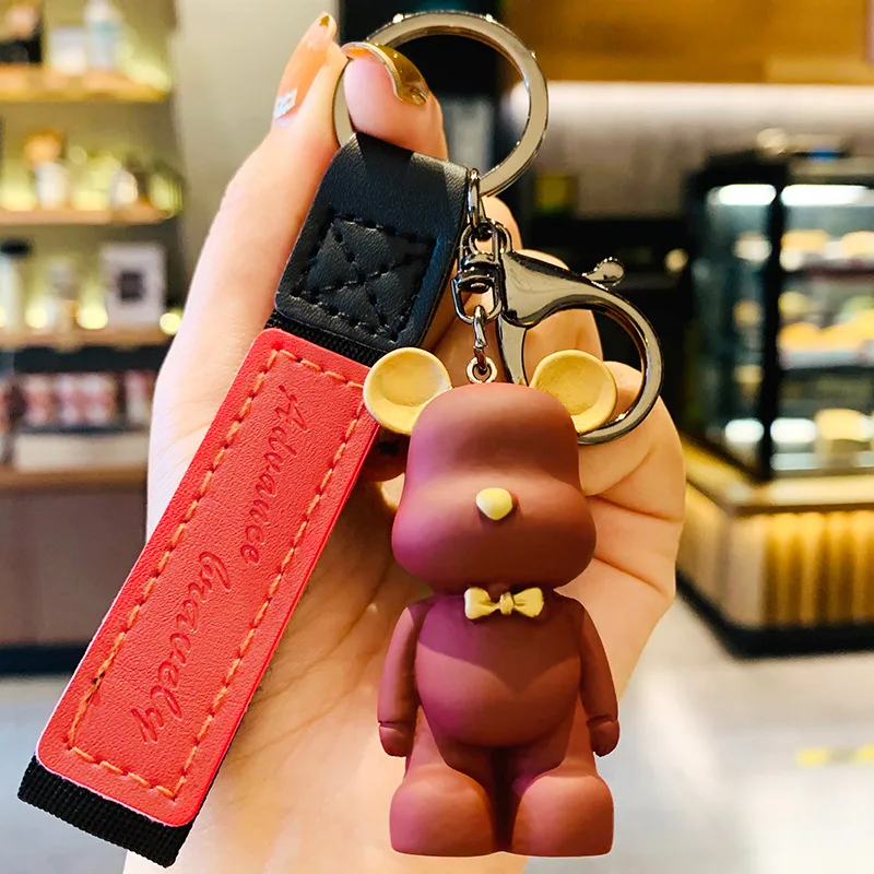 Nordic Bow Tie Bear Keychain Creative Cute Bear Key Chain Pendant Car Key  Ring Couple Schoolbag Pendant Bag Charm Wholesale Gift