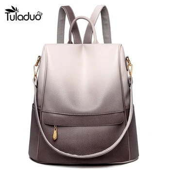 

Women PU Leather School Bags For Teenage Girls Anti-theft Ladies Shoulder Bags Simple Women fashion Backpack