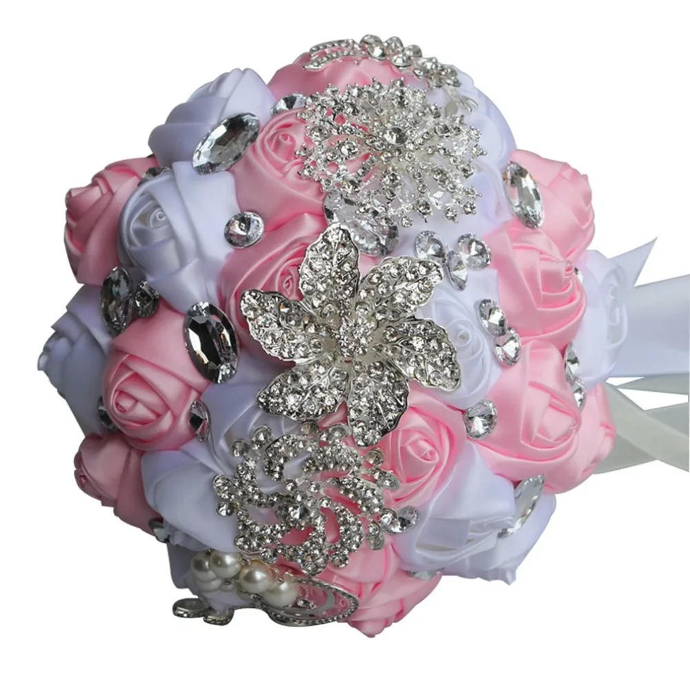 1-32Style Diamond Wedding Flower Bouquet Bride Holding Flower Artificial Noble Generous Bouquet Flower Prop Wedding Party Decors