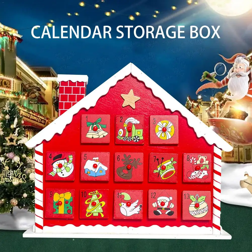 Двухсторонний деревянный календарь Рождественский календарь с хранения Чехол дома орнамент для рождественские украшения