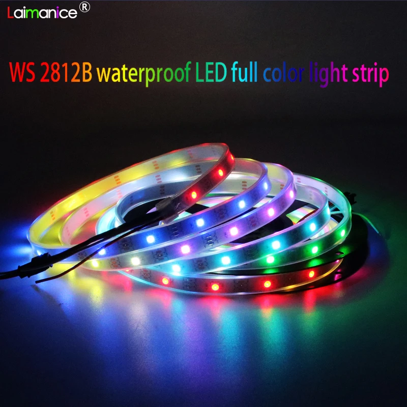 1 м/3 м/4 м/5 м WS2812B Светодиодная лента 30 60 144 Led/m 5V WS2812 Смарт RGB светодиодный светильник цвета: чёрный, белый PCB Водонепроницаемый IP30/65/67 DC5V