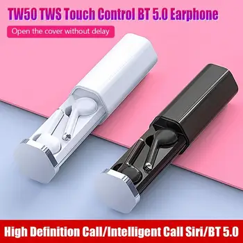 

TW50 TWS Bluetooth 5.0 Touch Control Earphones Wireless Stereo Earbuds Providing High-Speed Data Transmission with Mic