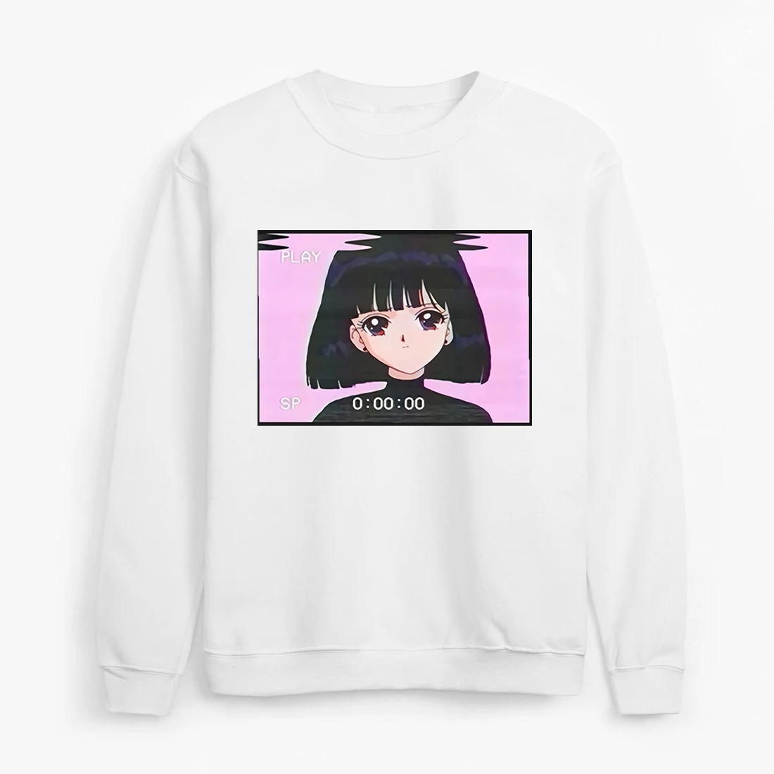 Лидер продаж, модные толстовки с капюшоном в стиле ретро, японского аниме, Vaporwave, Harajuku, уличная одежда, пуловеры с капюшоном, круглый вырез - Цвет: white