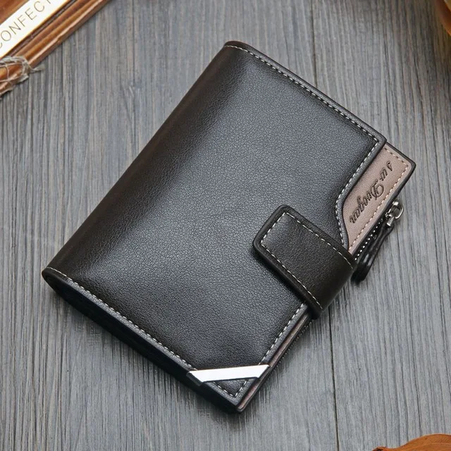 PJ-04 Brown Короткий вертикальный локомотив британский Повседневный многофункциональный кошелек для карт на молнии с пряжкой треугольник складной корейский Повседневный мужской кошелек - Цвет: PJ-04 Brown
