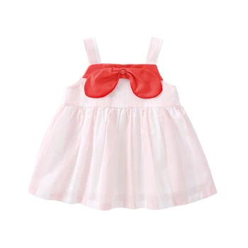 

Pureborn Infant Baby Girl Dress Summer Breathable Cotton Baby Dress with Big Bowknot Front Zip-up Sleeveless Baby Party Dress