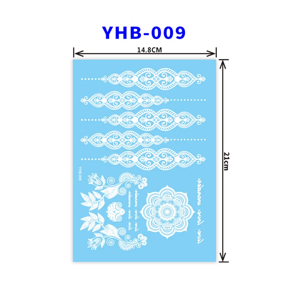 YHB-009 Хна для росписи мехенди кружевные тату-наклейки колье из белого кружева цветок левая временная татуировка наклейка роспись по телу водонепроницаемый для свадьбы - Цвет: YHB-009